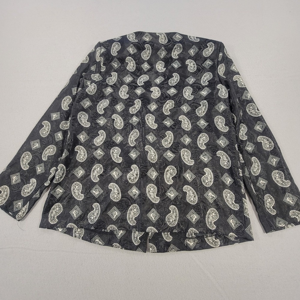 Vintage Chelsea Ltd Paisley Jacquard Blazer Jacket Black Made In USA Womens 12 - Picture 7 of 10